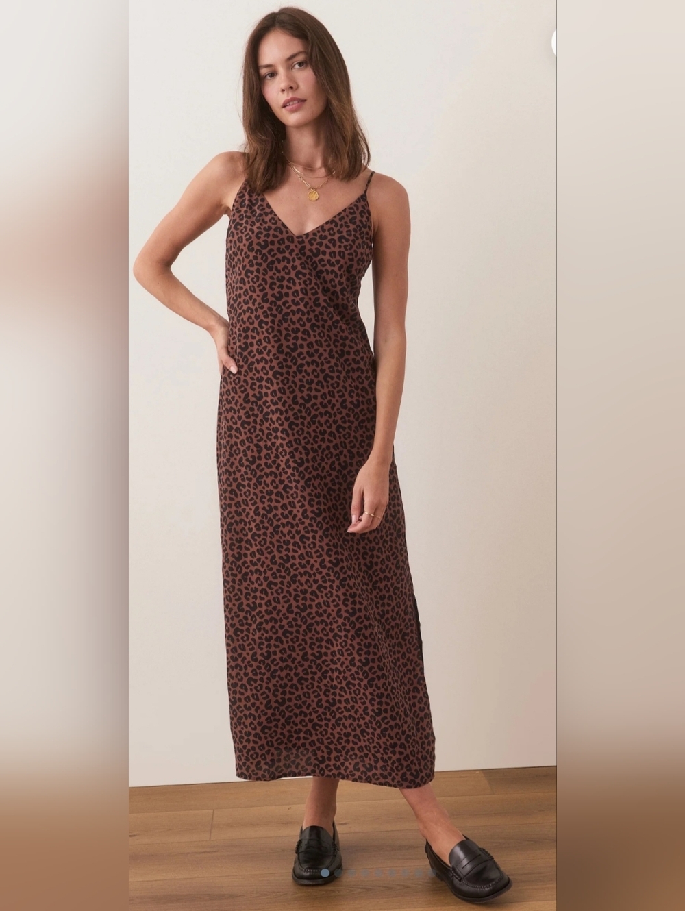 Marine Layer Gabrielle Midi Slip Dress Leopard Print Size Large NWT